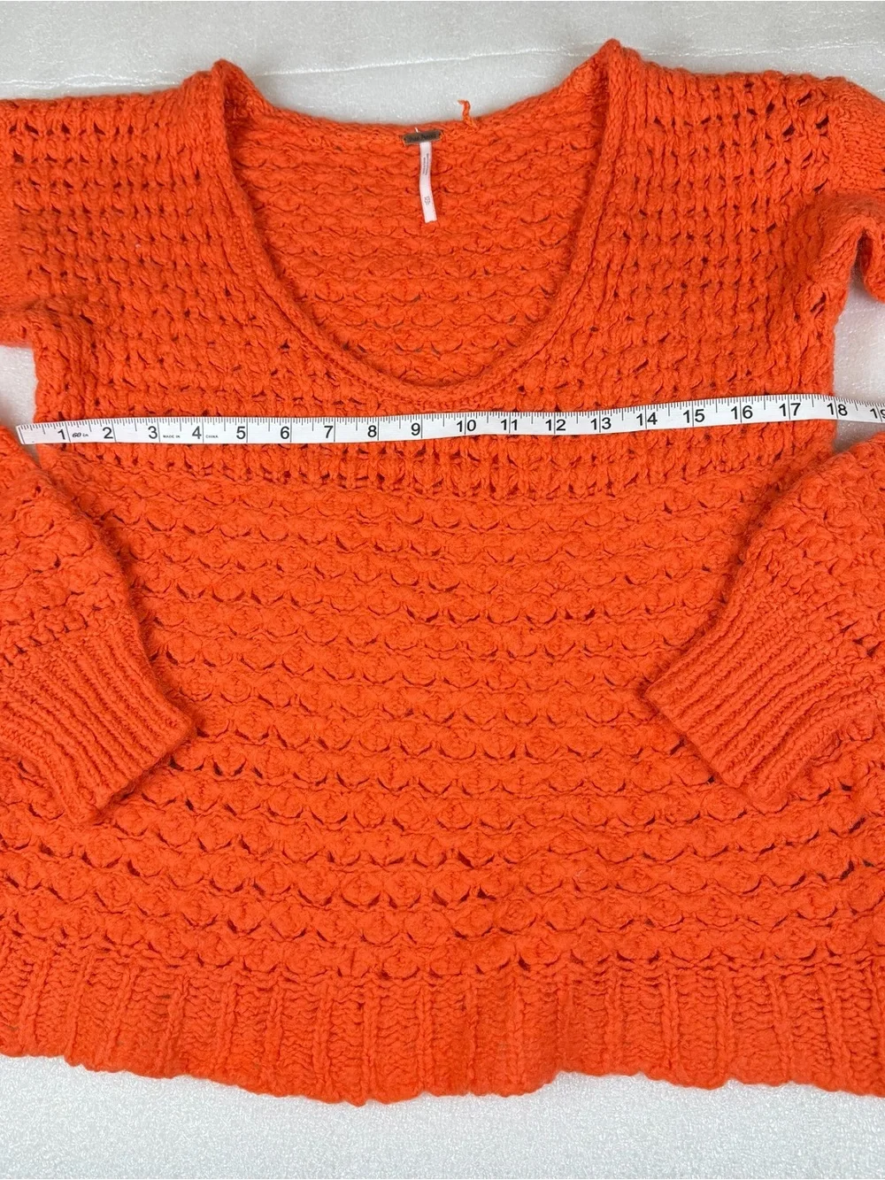 Women’s XS Free People Oversized Long Sleeve Orange Chunky Retro Sweater